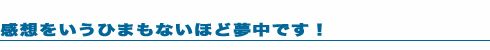 感想をいうひまもないほど夢中です!