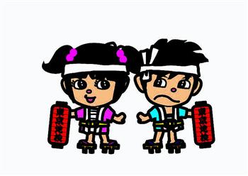 東京地検の広報キャラクター「江戸っ子検ちゃん」(右)と「江戸っ子かすみちゃん」